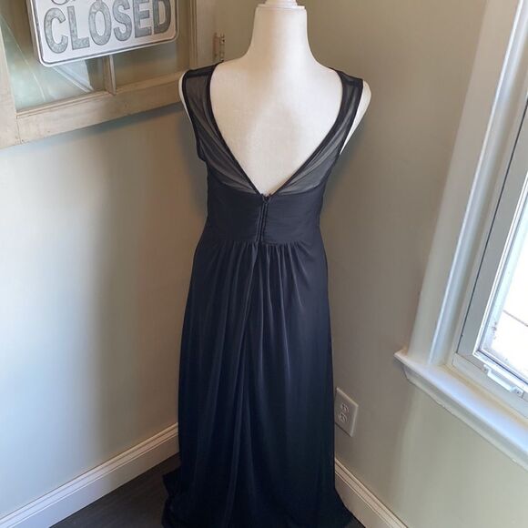 PinkBlush Mesh Neckline Ruched Bust Maxi Evening Gown BLACK Maternity NWT - Picture 4 of 9